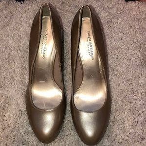 Christian Siriano Gold Platform Heels SZ 12